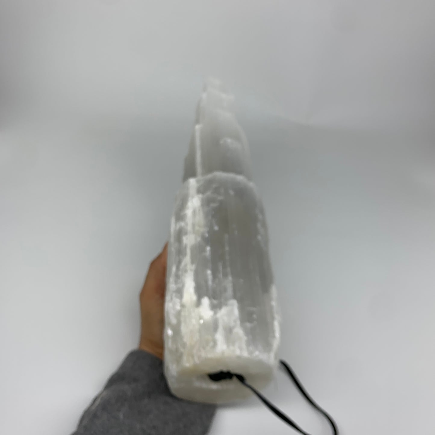 11 lbs, 13.7"x5.3"x3.7" Rough Selenite (Satin Spar) Lamp Tower W/Chord, B35833