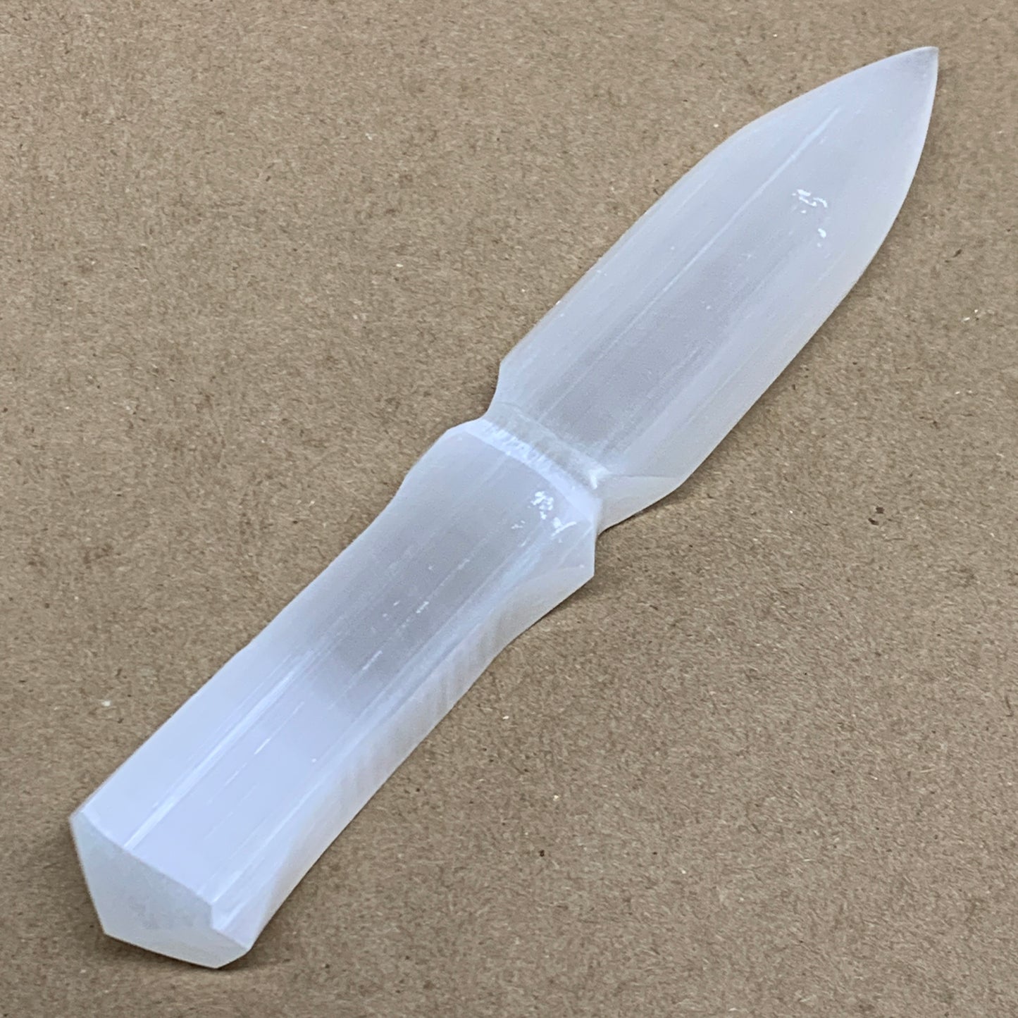146g, 7.5"x1.3"x0.6", Natural Selenite Crystal Dagger (Satin Spar), B36905