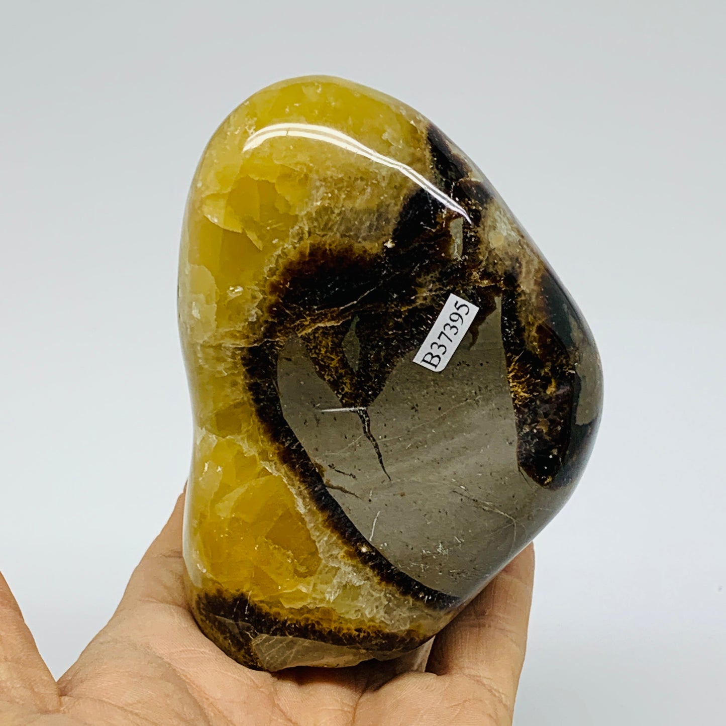 1.24 lbs, 3.9"x2.9"x1.8", Septarian Nodules Freeform Polished Crystal, B37395