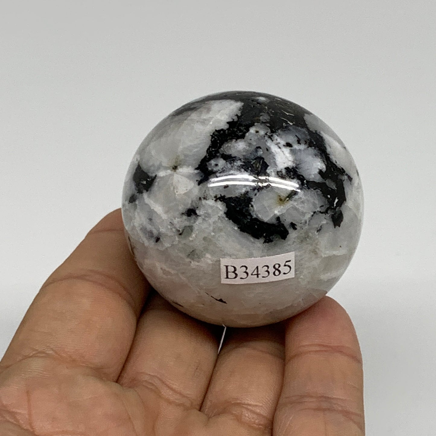 139.9g, 1.8"(46mm), Natural Rainbow Moonstone Sphere Ball Gemstone, B34385