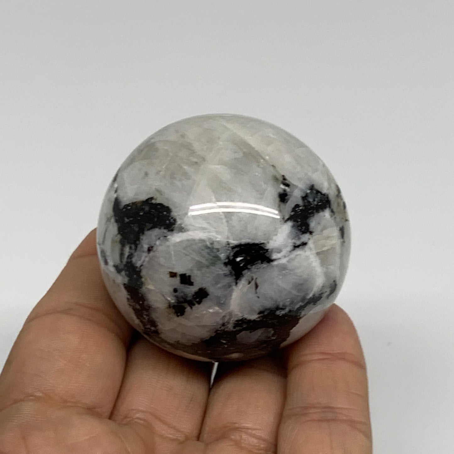 139.9g, 1.8"(46mm), Natural Rainbow Moonstone Sphere Ball Gemstone, B34385