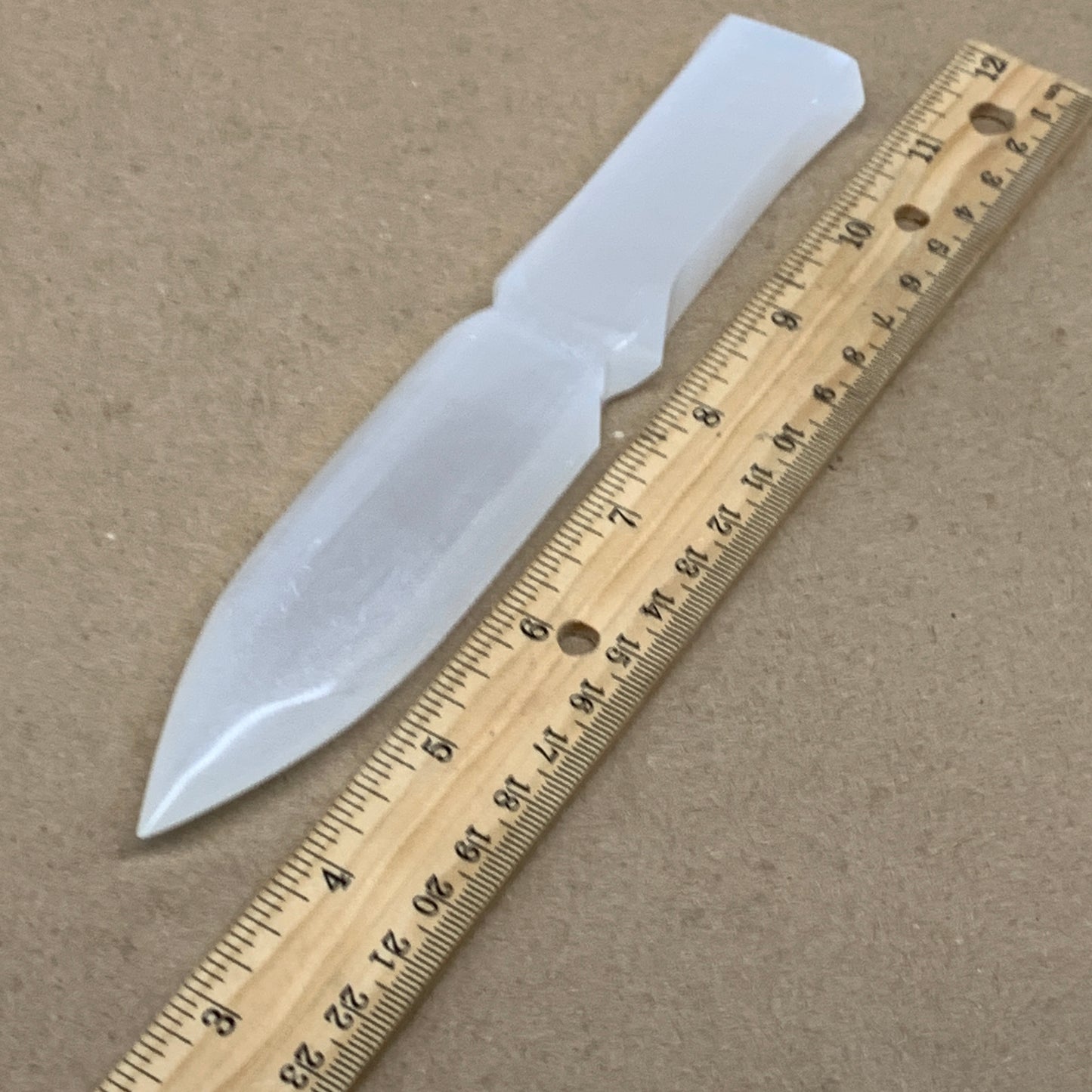146g, 7.5"x1.3"x0.6", Natural Selenite Crystal Dagger (Satin Spar), B36905