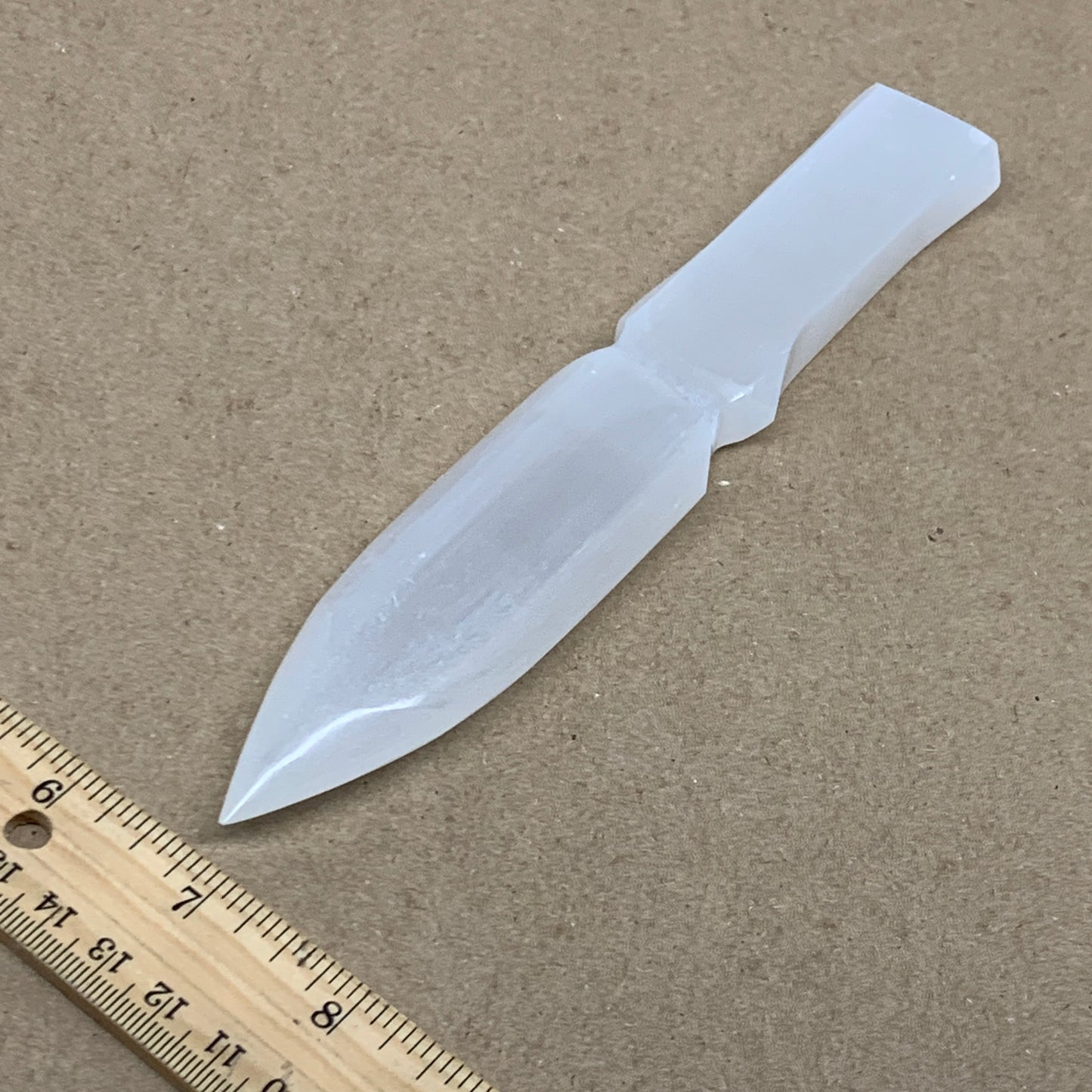 146g, 7.5"x1.3"x0.6", Natural Selenite Crystal Dagger (Satin Spar), B36905