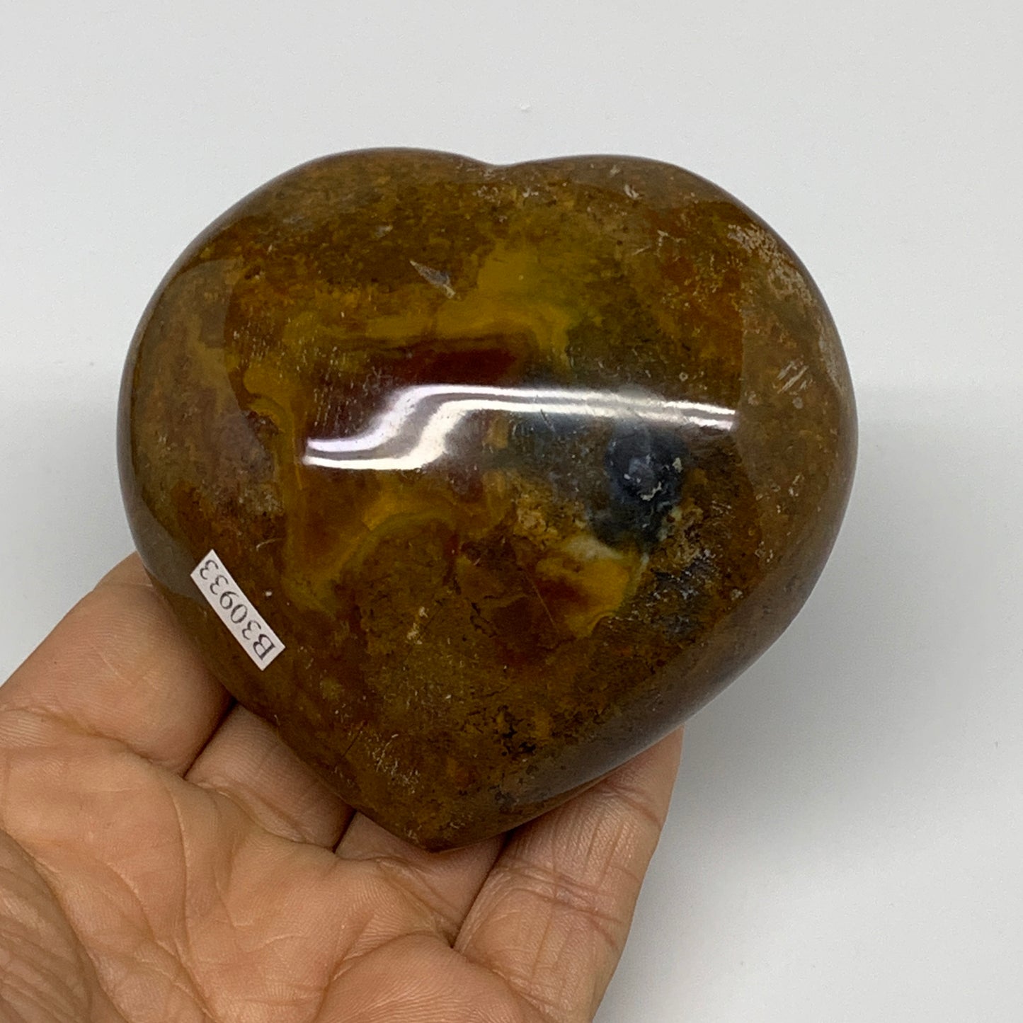 0.7 lbs, 3"x3.1"x1.6" Ocean Jasper Heart Polished Healing Crystal, B30933