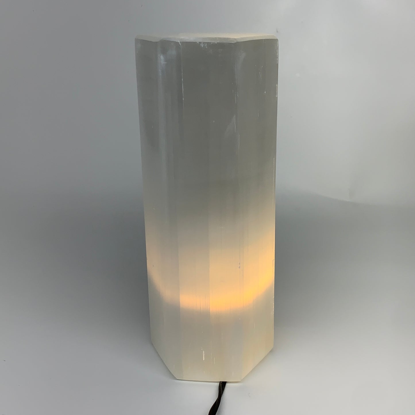 7.5 lbs. 9.5"x3.4", Hexagon Selenite (Satin Spar) Lamp, w/6ft Chord, B35834