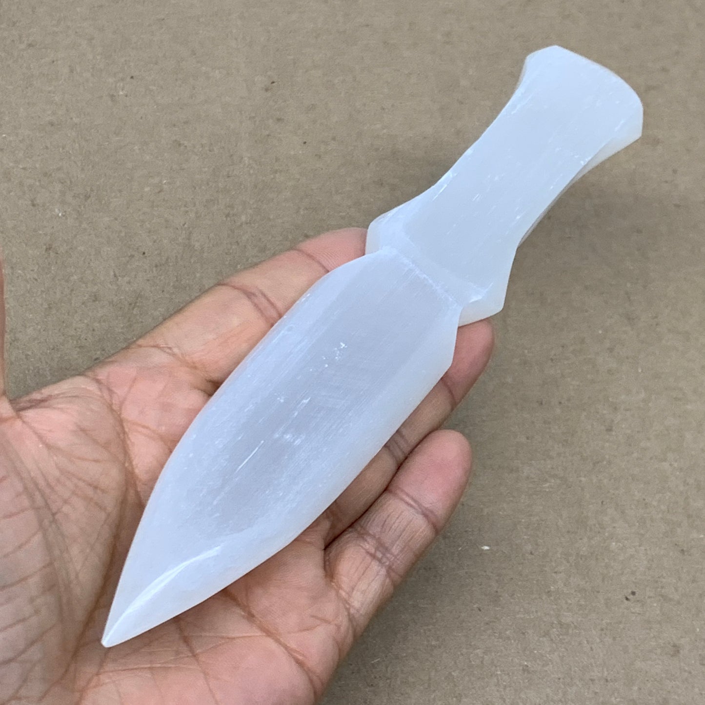 139g, 7.5"x1.3"x0.6", Natural Selenite Crystal Dagger (Satin Spar), B36906
