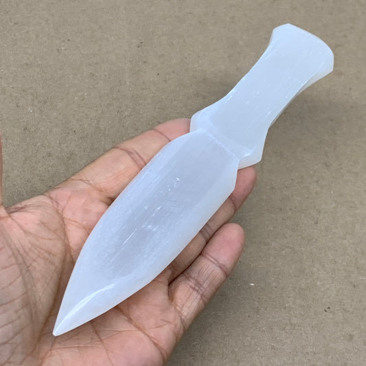139g, 7.5"x1.3"x0.6", Natural Selenite Crystal Dagger (Satin Spar), B36906
