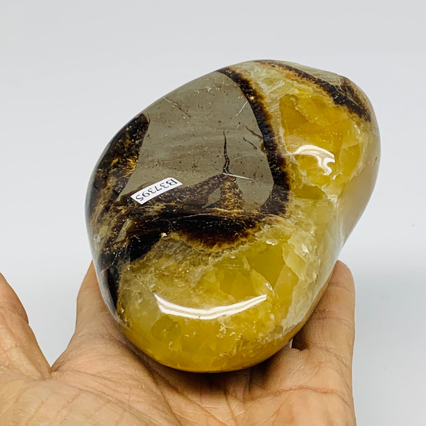 1.24 lbs, 3.9"x2.9"x1.8", Septarian Nodules Freeform Polished Crystal, B37395