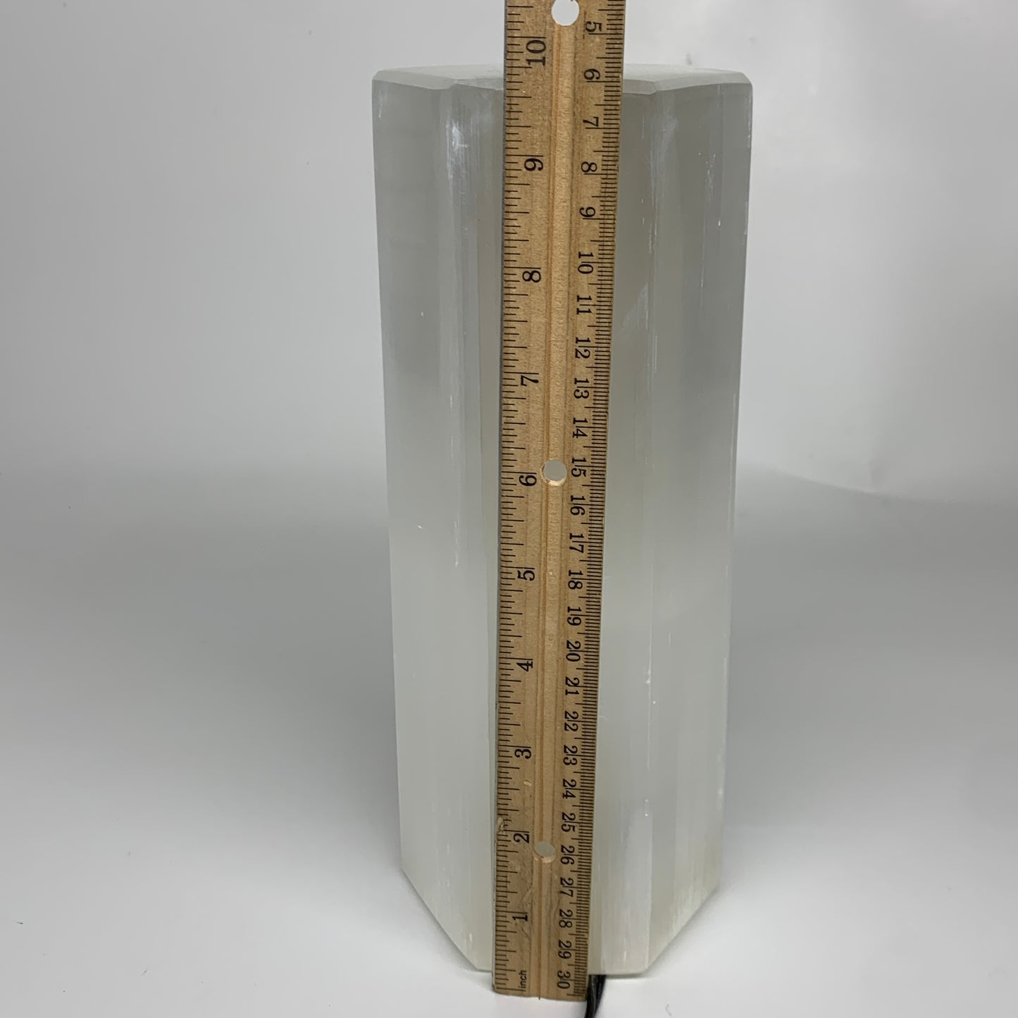 7.5 lbs. 9.5"x3.4", Hexagon Selenite (Satin Spar) Lamp, w/6ft Chord, B35834