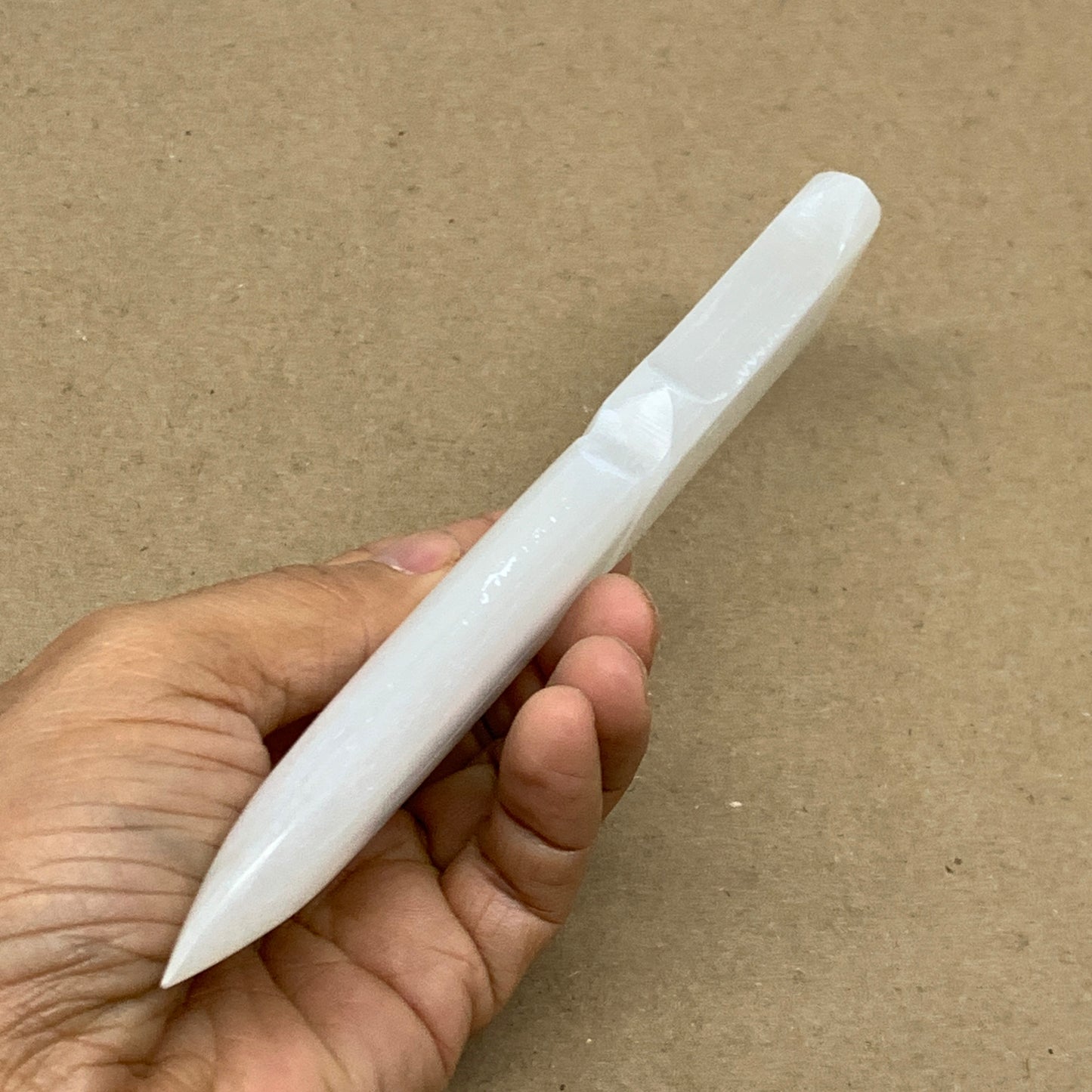 139g, 7.5"x1.3"x0.6", Natural Selenite Crystal Dagger (Satin Spar), B36906