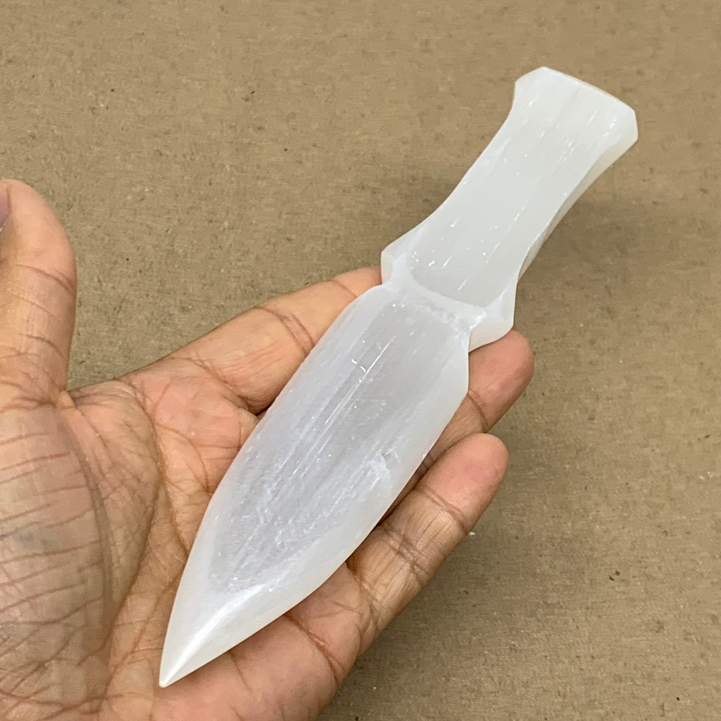 139g, 7.5"x1.3"x0.6", Natural Selenite Crystal Dagger (Satin Spar), B36906