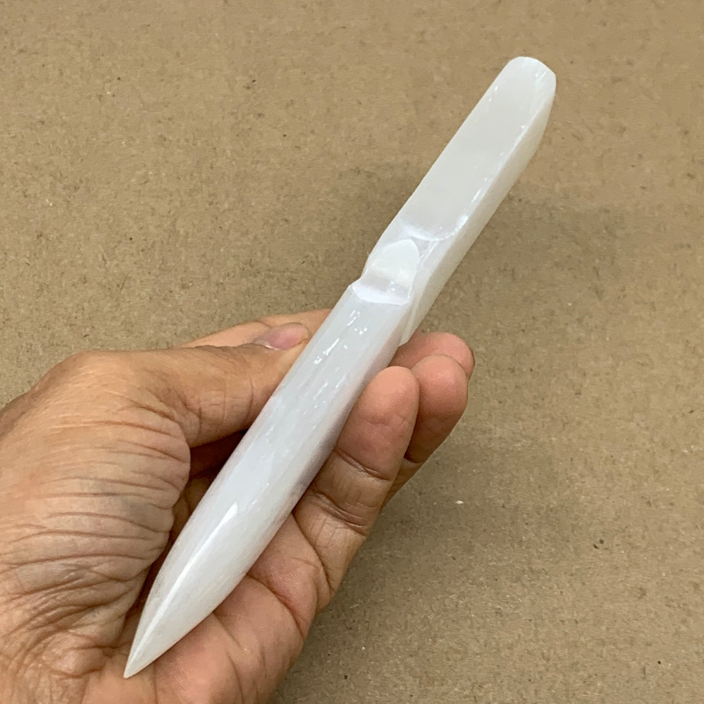 139g, 7.5"x1.3"x0.6", Natural Selenite Crystal Dagger (Satin Spar), B36906