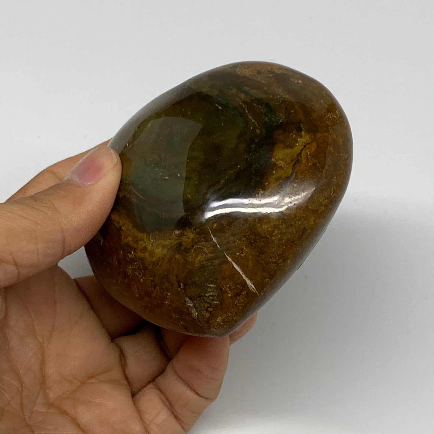 0.7 lbs, 3"x3.1"x1.6" Ocean Jasper Heart Polished Healing Crystal, B30933