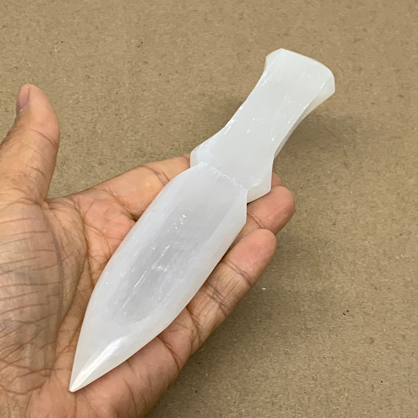 139g, 7.5"x1.3"x0.6", Natural Selenite Crystal Dagger (Satin Spar), B36906