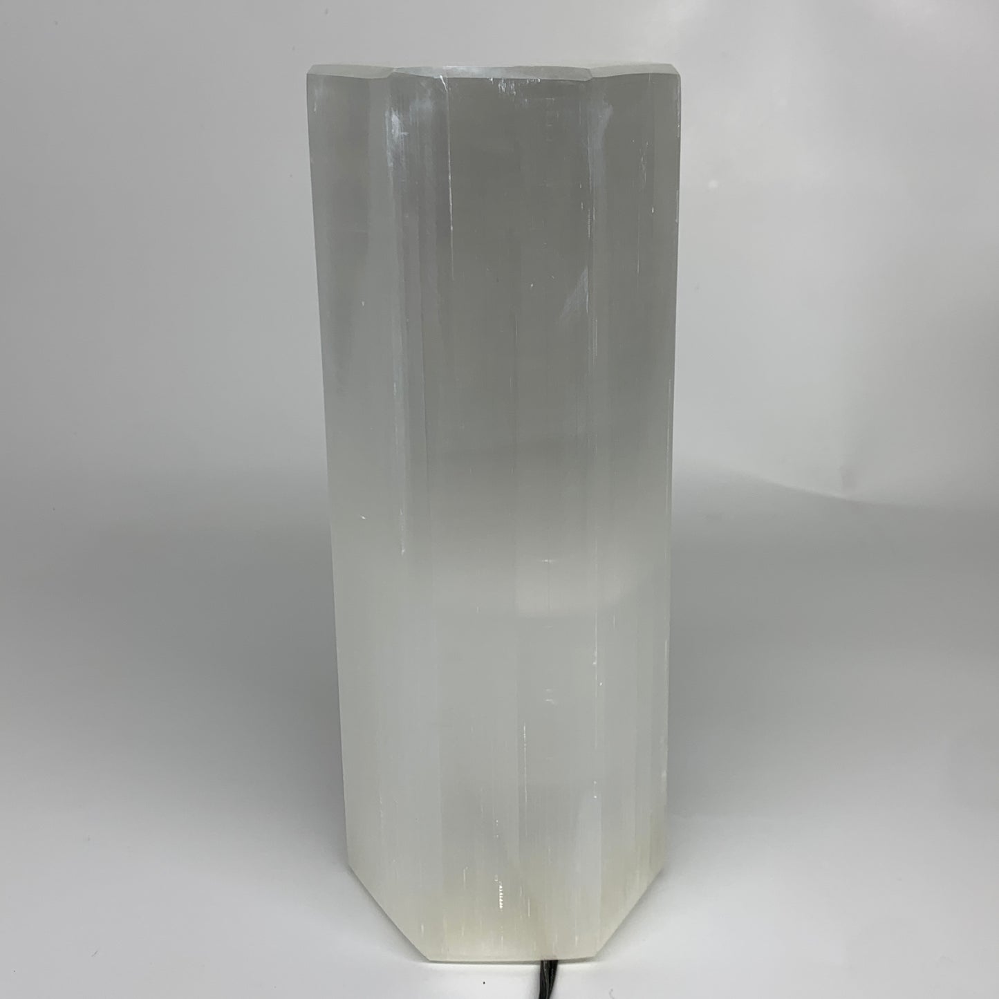 7.5 lbs. 9.5"x3.4", Hexagon Selenite (Satin Spar) Lamp, w/6ft Chord, B35834