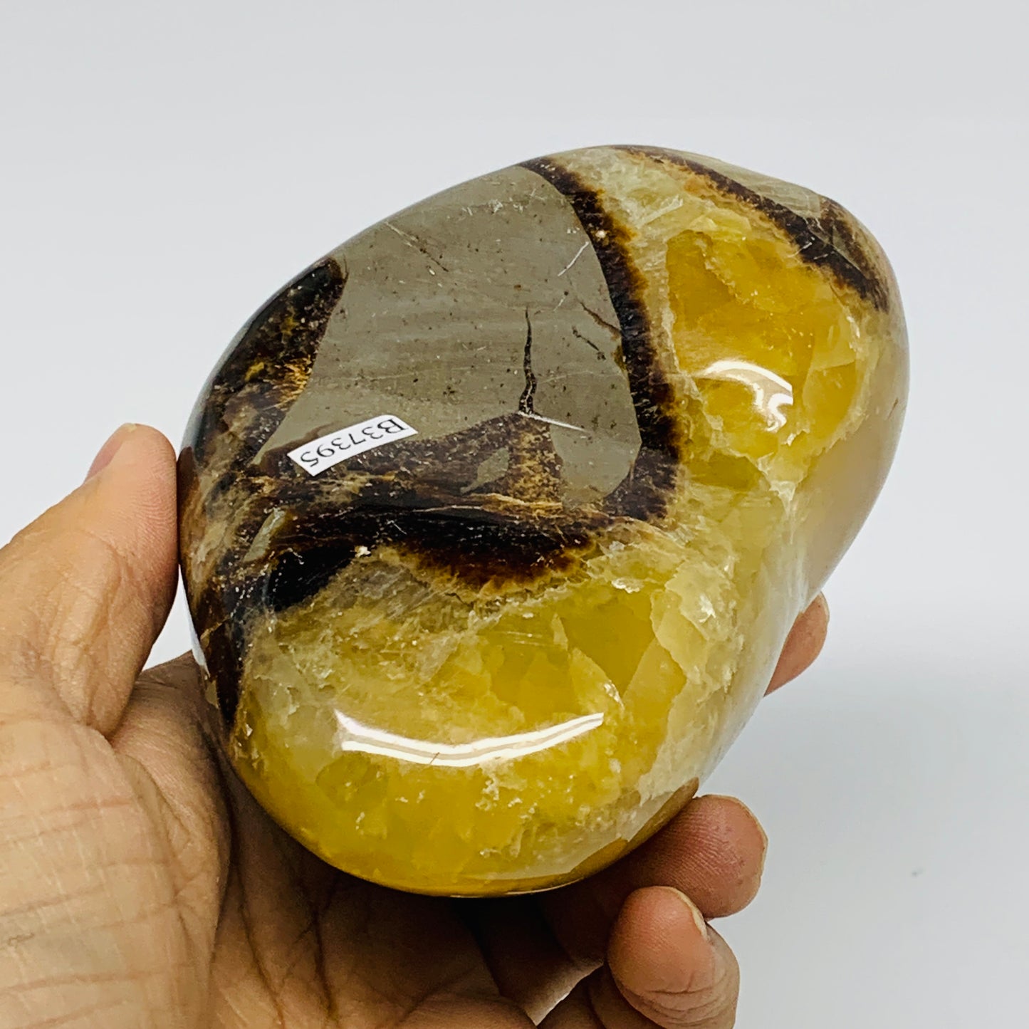 1.24 lbs, 3.9"x2.9"x1.8", Septarian Nodules Freeform Polished Crystal, B37395