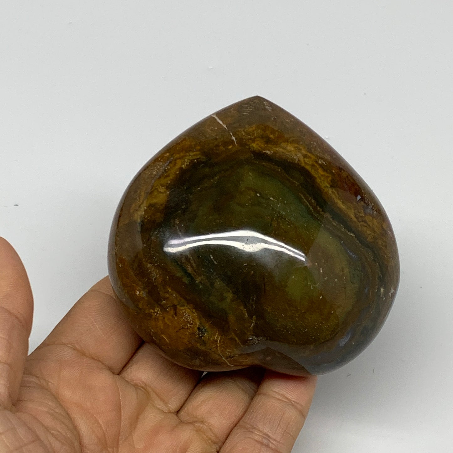 0.7 lbs, 3"x3.1"x1.6" Ocean Jasper Heart Polished Healing Crystal, B30933