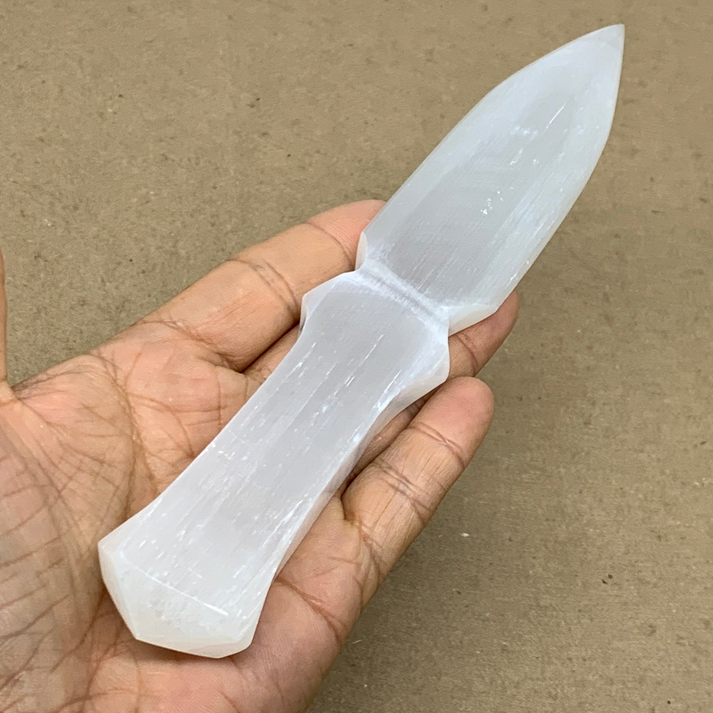 139g, 7.5"x1.3"x0.6", Natural Selenite Crystal Dagger (Satin Spar), B36906