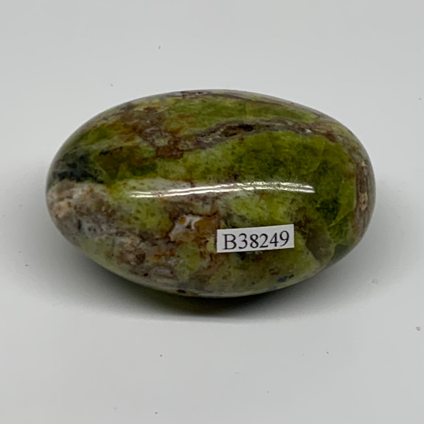 139.9g, 2.6"x1.8"x1.4", Green Opal Crystal PalmStone Polished Reiki, B38249