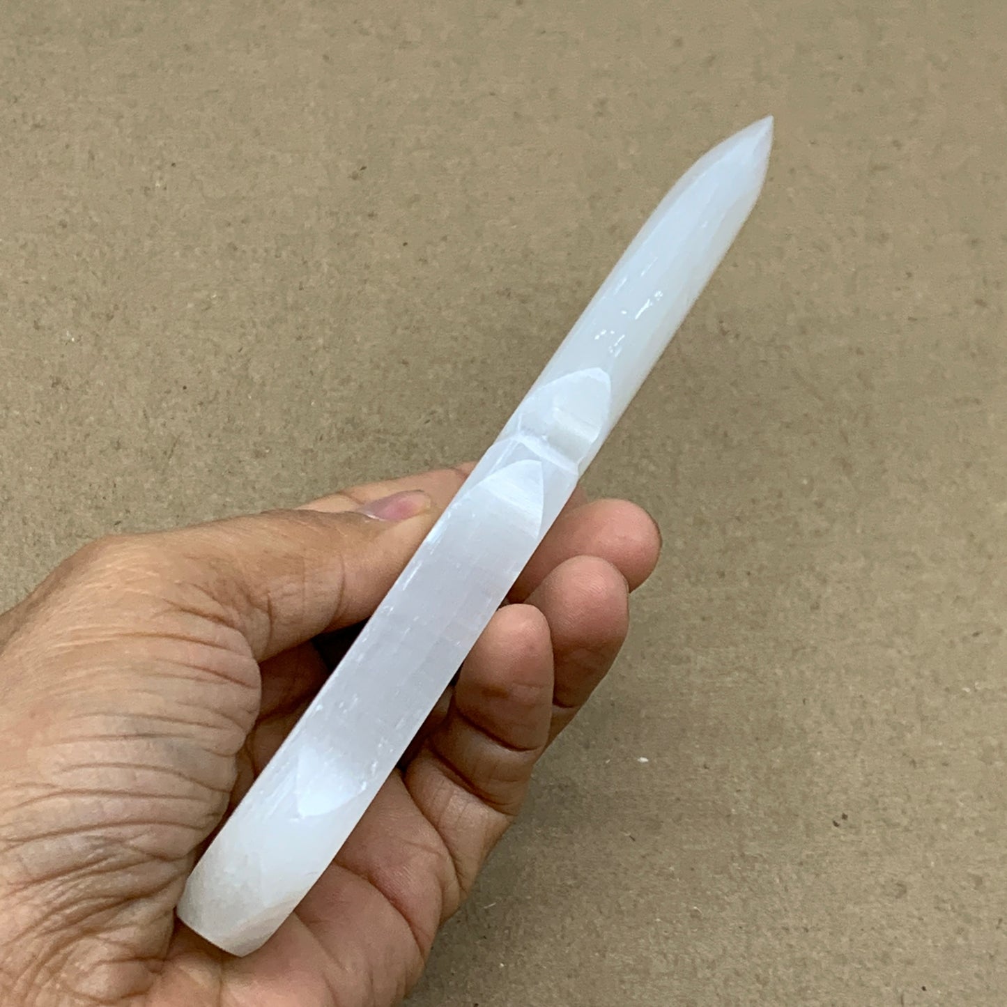 139g, 7.5"x1.3"x0.6", Natural Selenite Crystal Dagger (Satin Spar), B36906