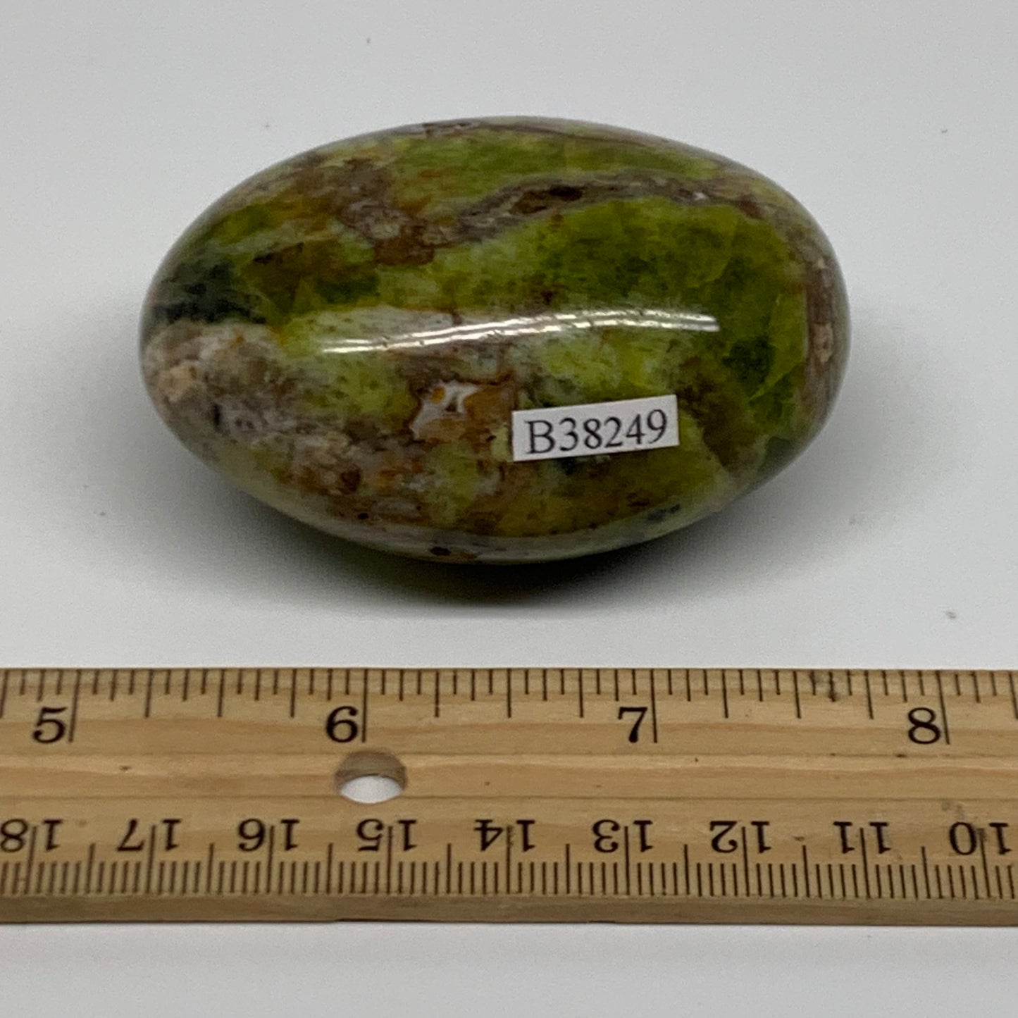 139.9g, 2.6"x1.8"x1.4", Green Opal Crystal PalmStone Polished Reiki, B38249