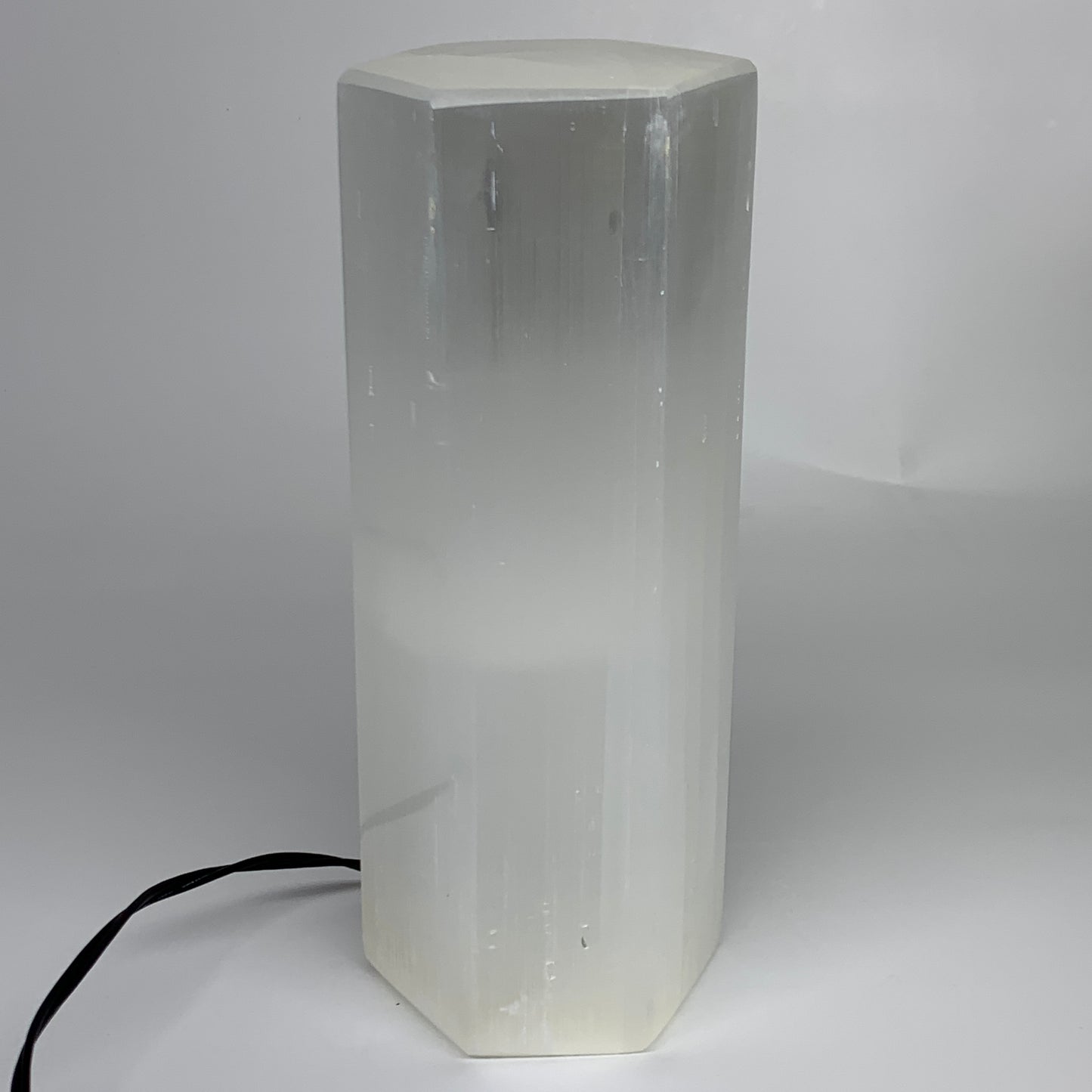 7.5 lbs. 9.5"x3.4", Hexagon Selenite (Satin Spar) Lamp, w/6ft Chord, B35834