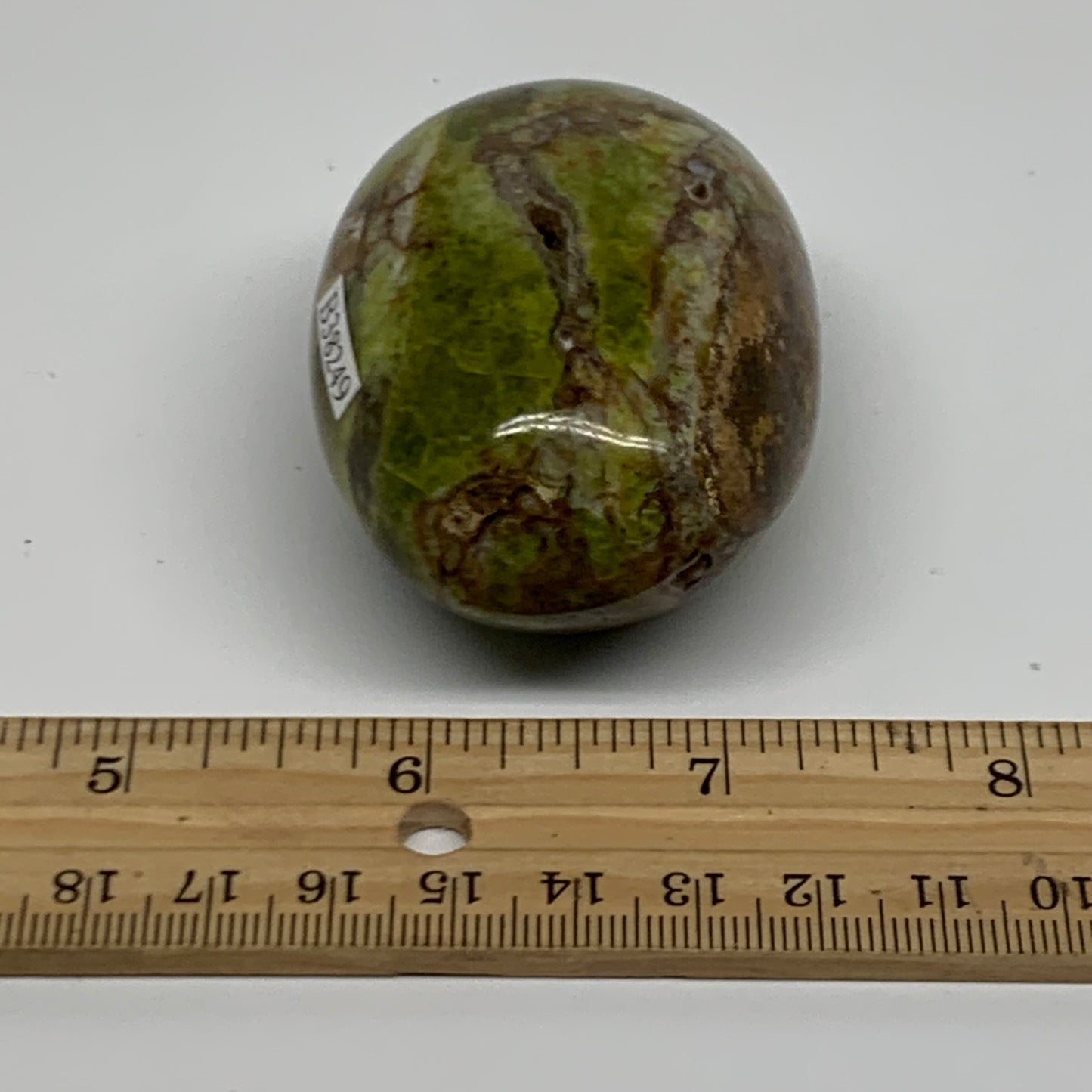 139.9g, 2.6"x1.8"x1.4", Green Opal Crystal PalmStone Polished Reiki, B38249