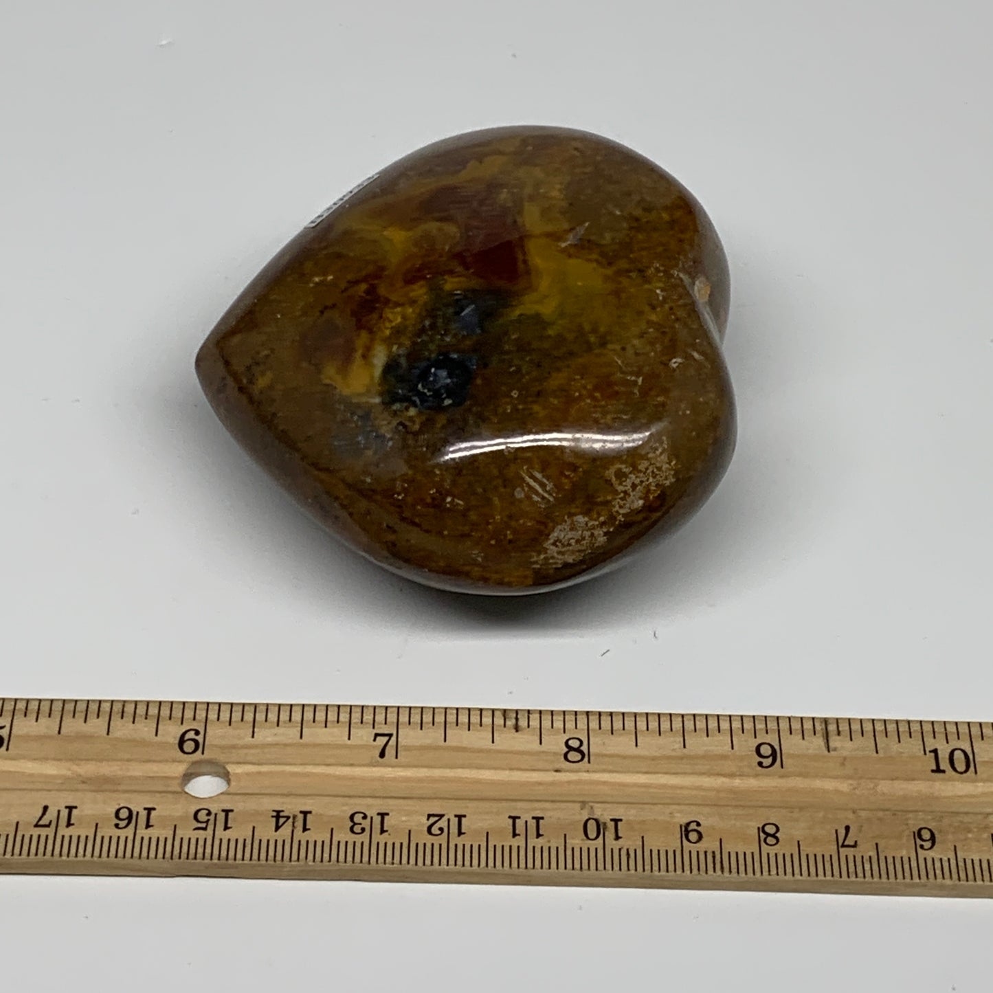 0.7 lbs, 3"x3.1"x1.6" Ocean Jasper Heart Polished Healing Crystal, B30933