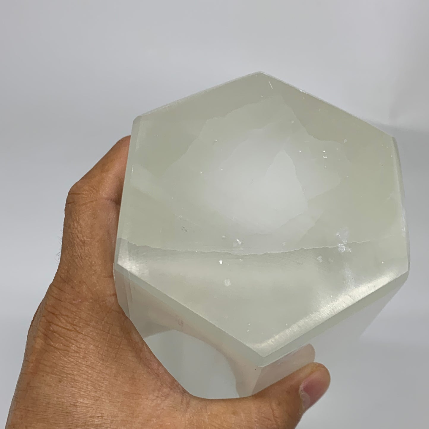 7.5 lbs. 9.5"x3.4", Hexagon Selenite (Satin Spar) Lamp, w/6ft Chord, B35834