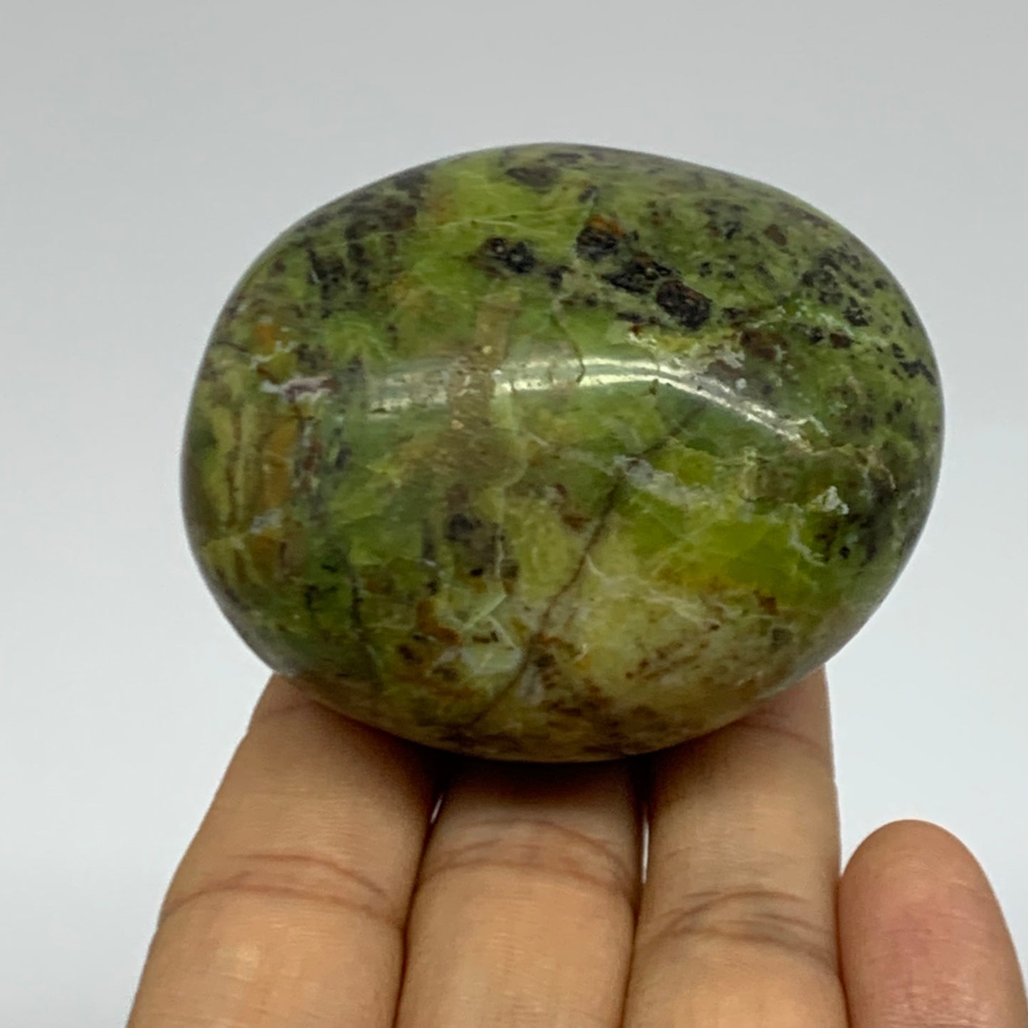 176.9g, 2.4"x2.1"x1.7", Green Opal Crystal PalmStone Polished Reiki, B38250