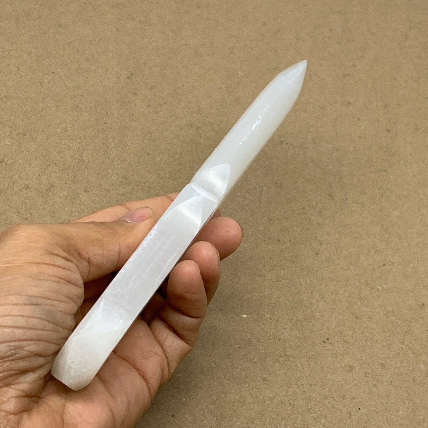 139g, 7.5"x1.3"x0.6", Natural Selenite Crystal Dagger (Satin Spar), B36906