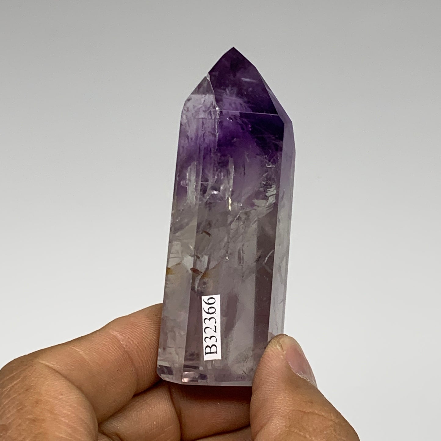 72.8g, 2.7"x1.1"x0.8", Natural Amethyst Tower Point Obelisk @Brazil, B32366