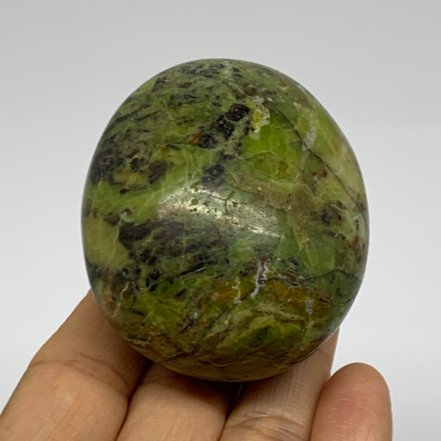 176.9g, 2.4"x2.1"x1.7", Green Opal Crystal PalmStone Polished Reiki, B38250