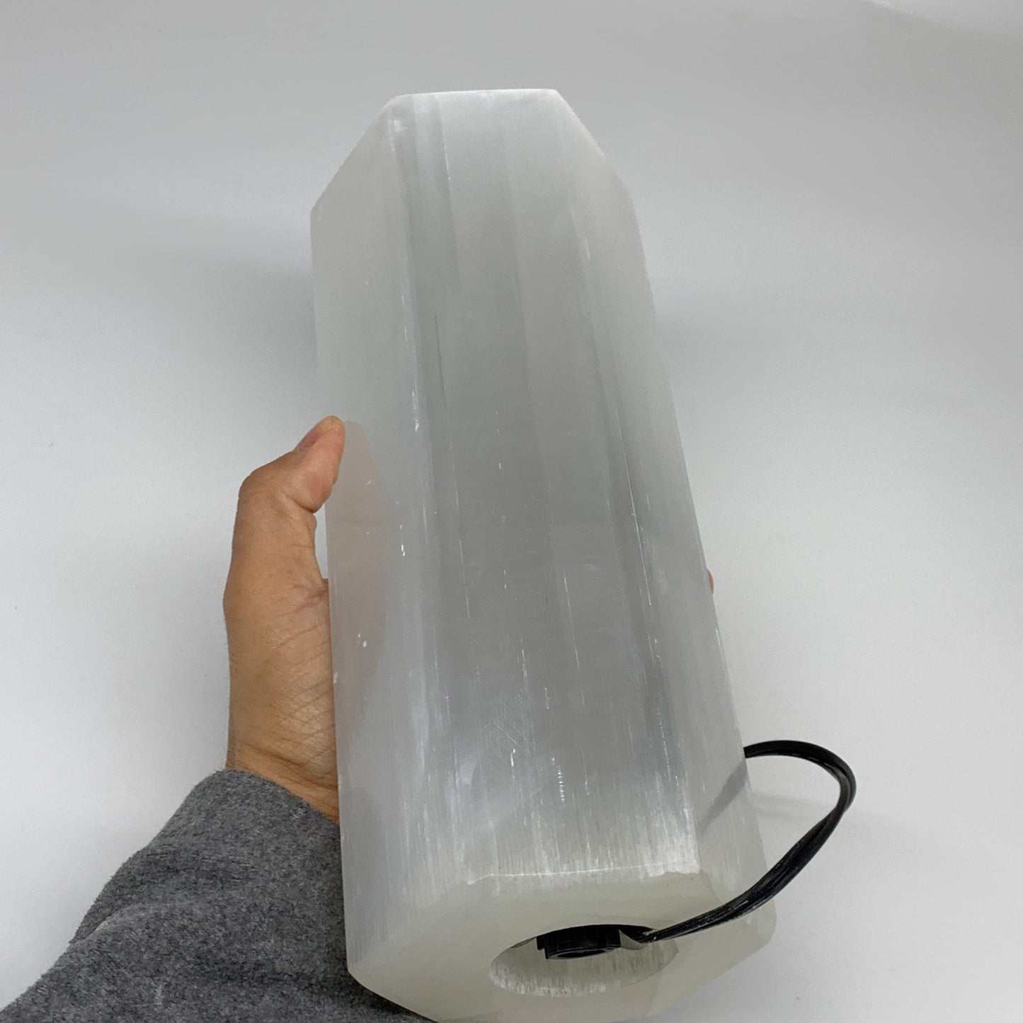 7.5 lbs. 9.5"x3.4", Hexagon Selenite (Satin Spar) Lamp, w/6ft Chord, B35834