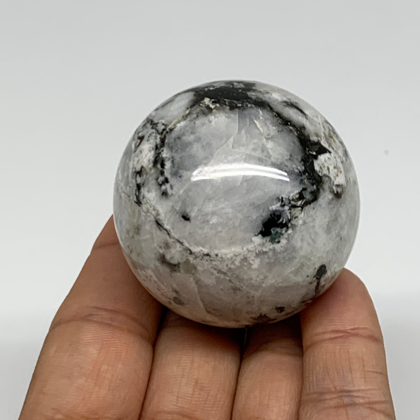 134.3g, 1.8"(46mm), Natural Rainbow Moonstone Sphere Ball Gemstone, B35172