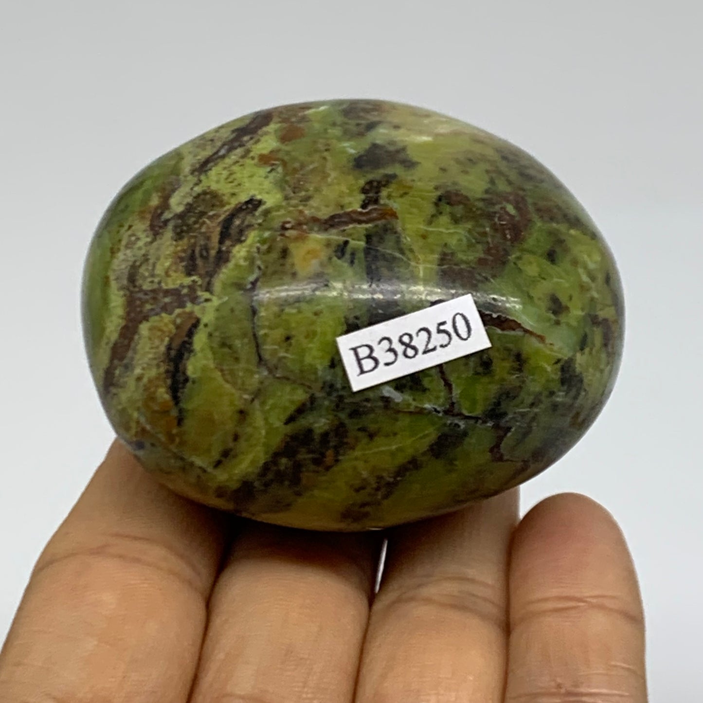 176.9g, 2.4"x2.1"x1.7", Green Opal Crystal PalmStone Polished Reiki, B38250