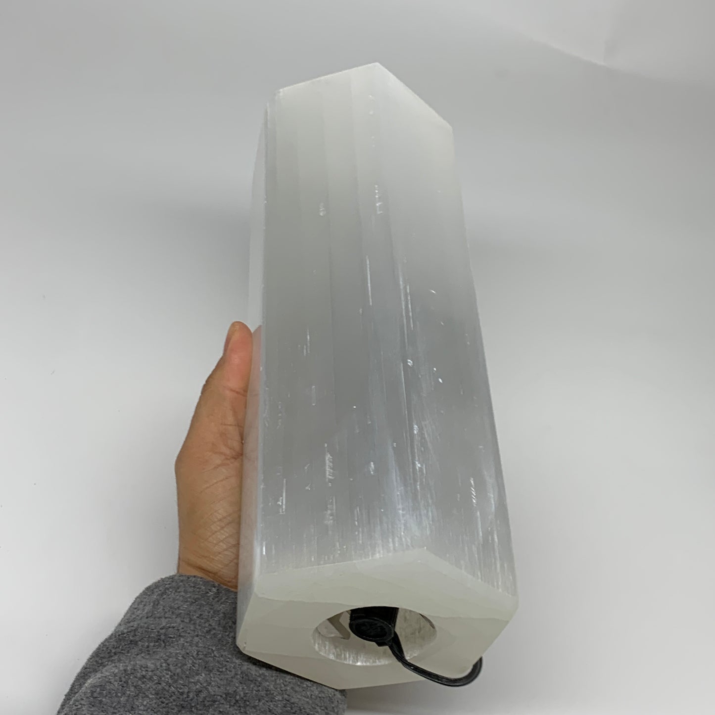 7.5 lbs. 9.5"x3.4", Hexagon Selenite (Satin Spar) Lamp, w/6ft Chord, B35834