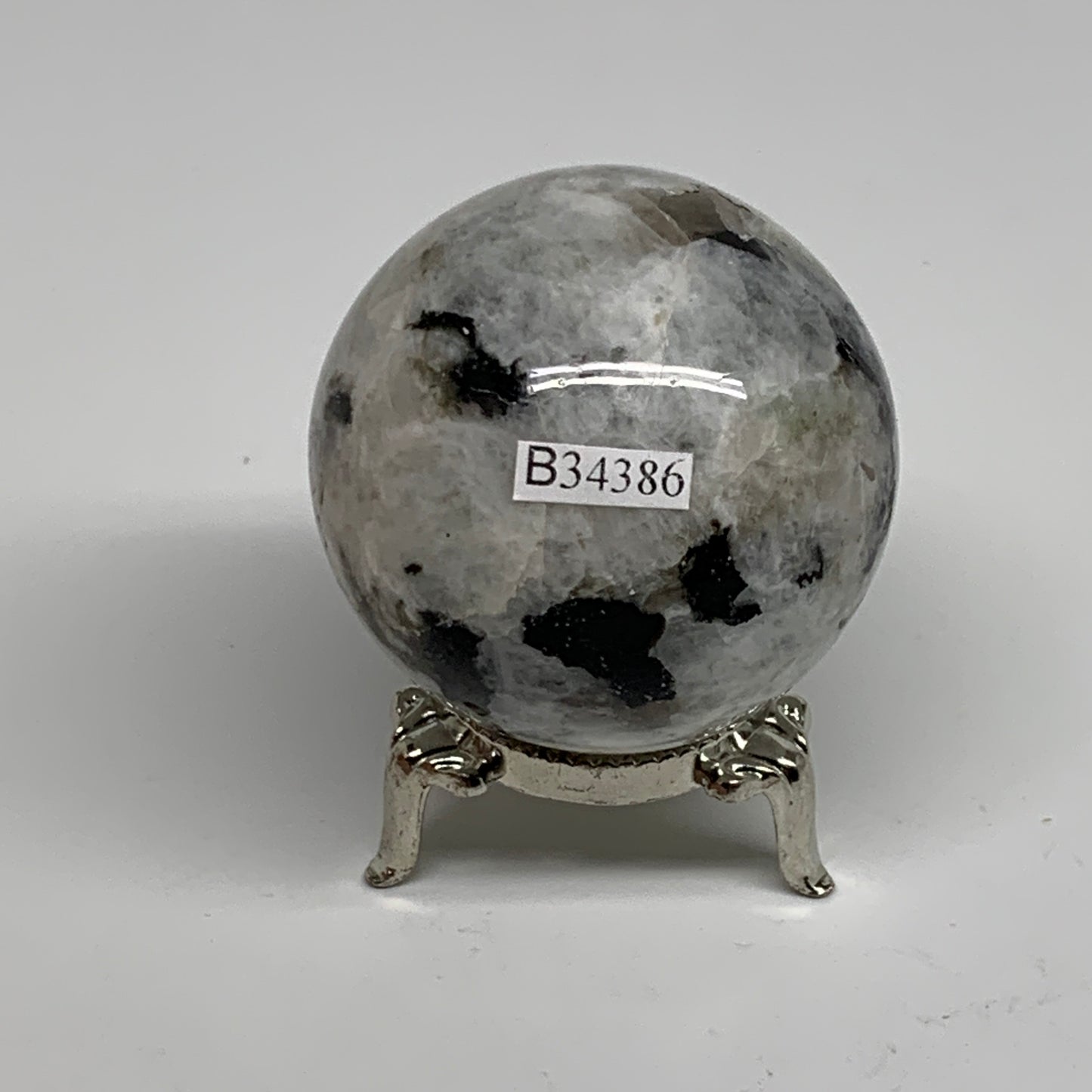 176.8g, 2"(50mm), Natural Rainbow Moonstone Sphere Ball Gemstone, B34386