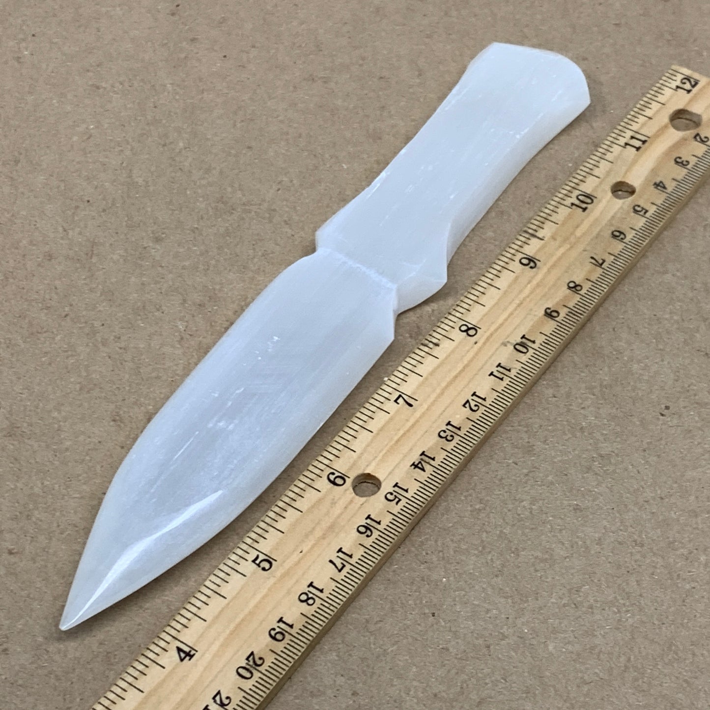 139g, 7.5"x1.3"x0.6", Natural Selenite Crystal Dagger (Satin Spar), B36906