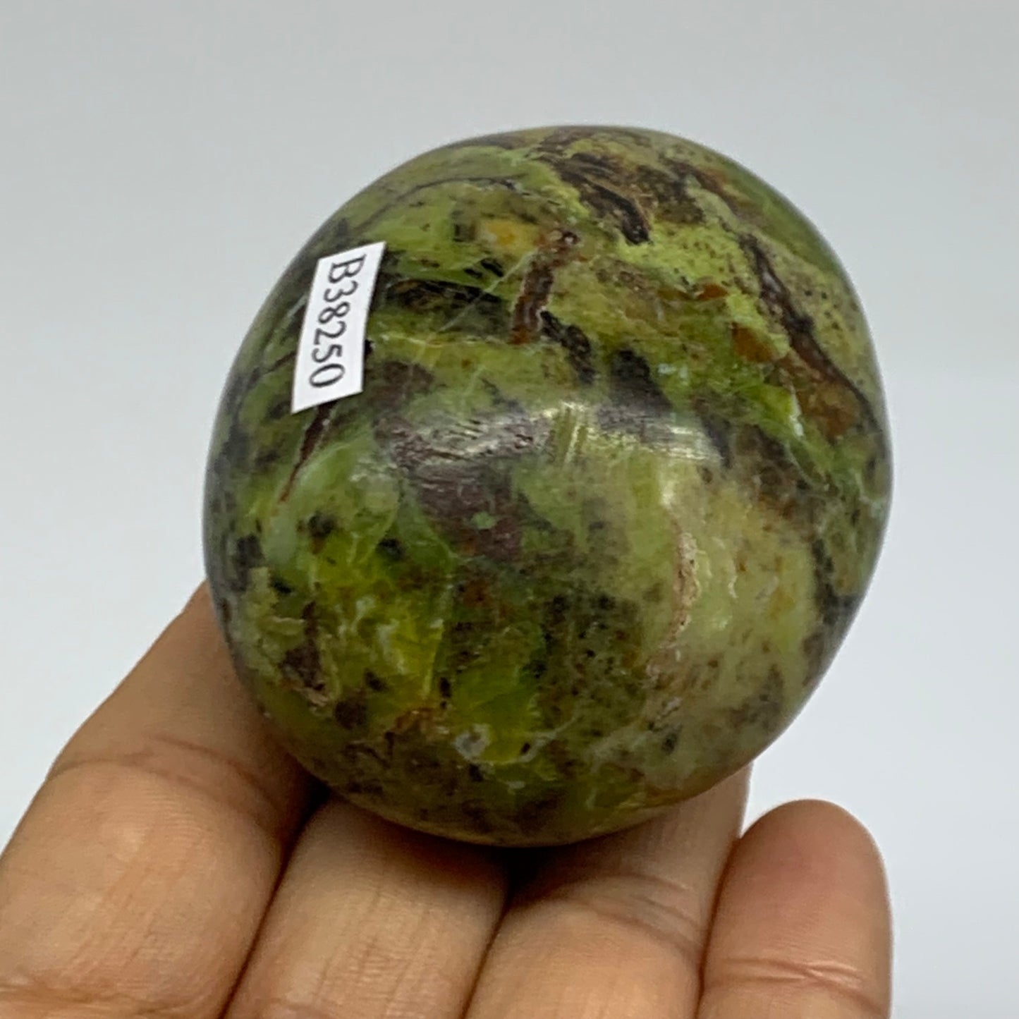 176.9g, 2.4"x2.1"x1.7", Green Opal Crystal PalmStone Polished Reiki, B38250