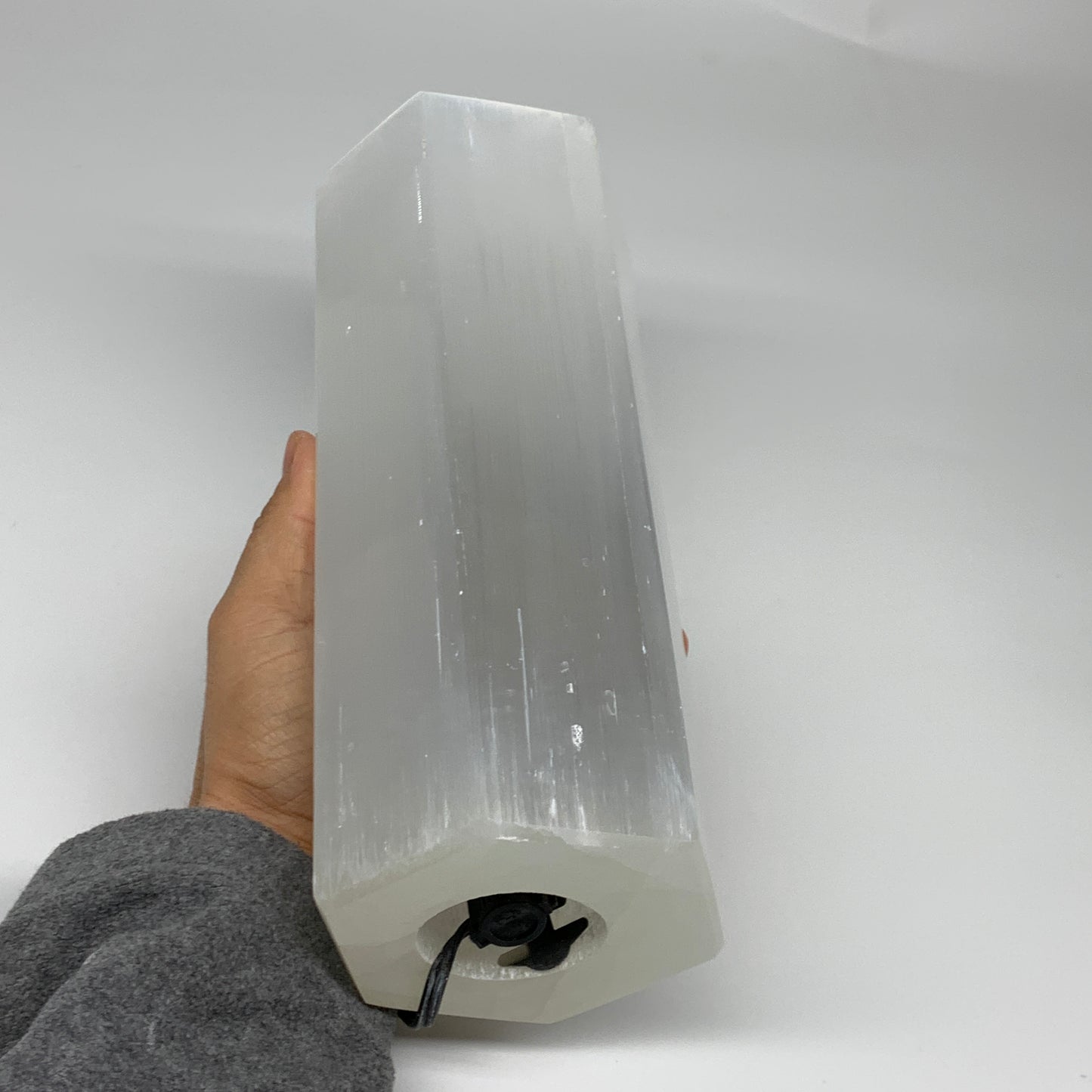 7.5 lbs. 9.5"x3.4", Hexagon Selenite (Satin Spar) Lamp, w/6ft Chord, B35834