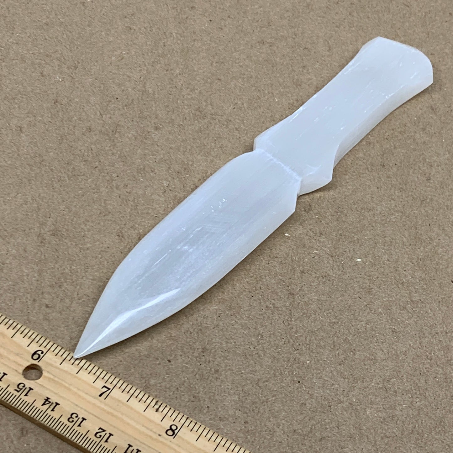 139g, 7.5"x1.3"x0.6", Natural Selenite Crystal Dagger (Satin Spar), B36906