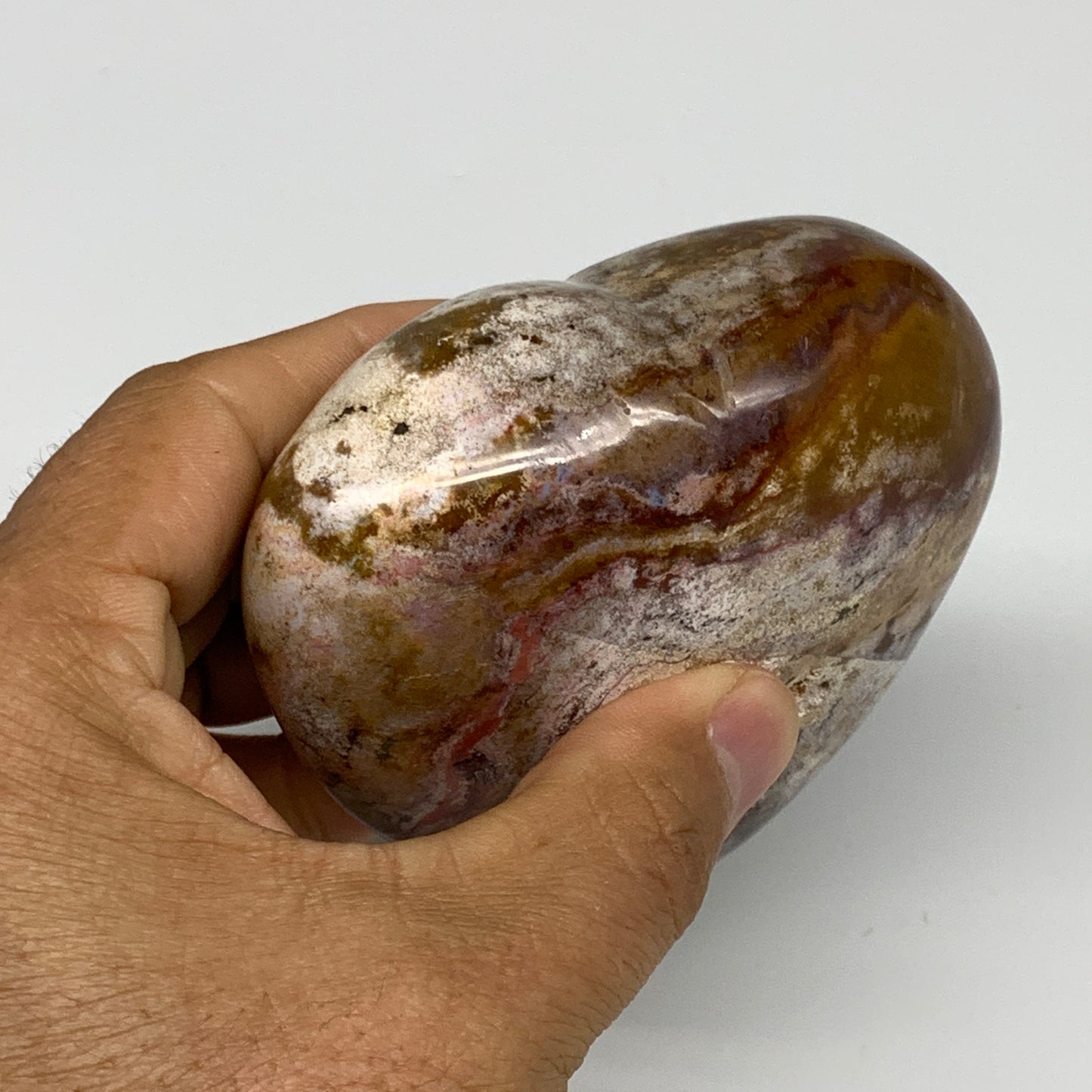 0.72 lbs, 3"x3.4"x1.5" Ocean Jasper Heart Polished Healing Crystal, B30934