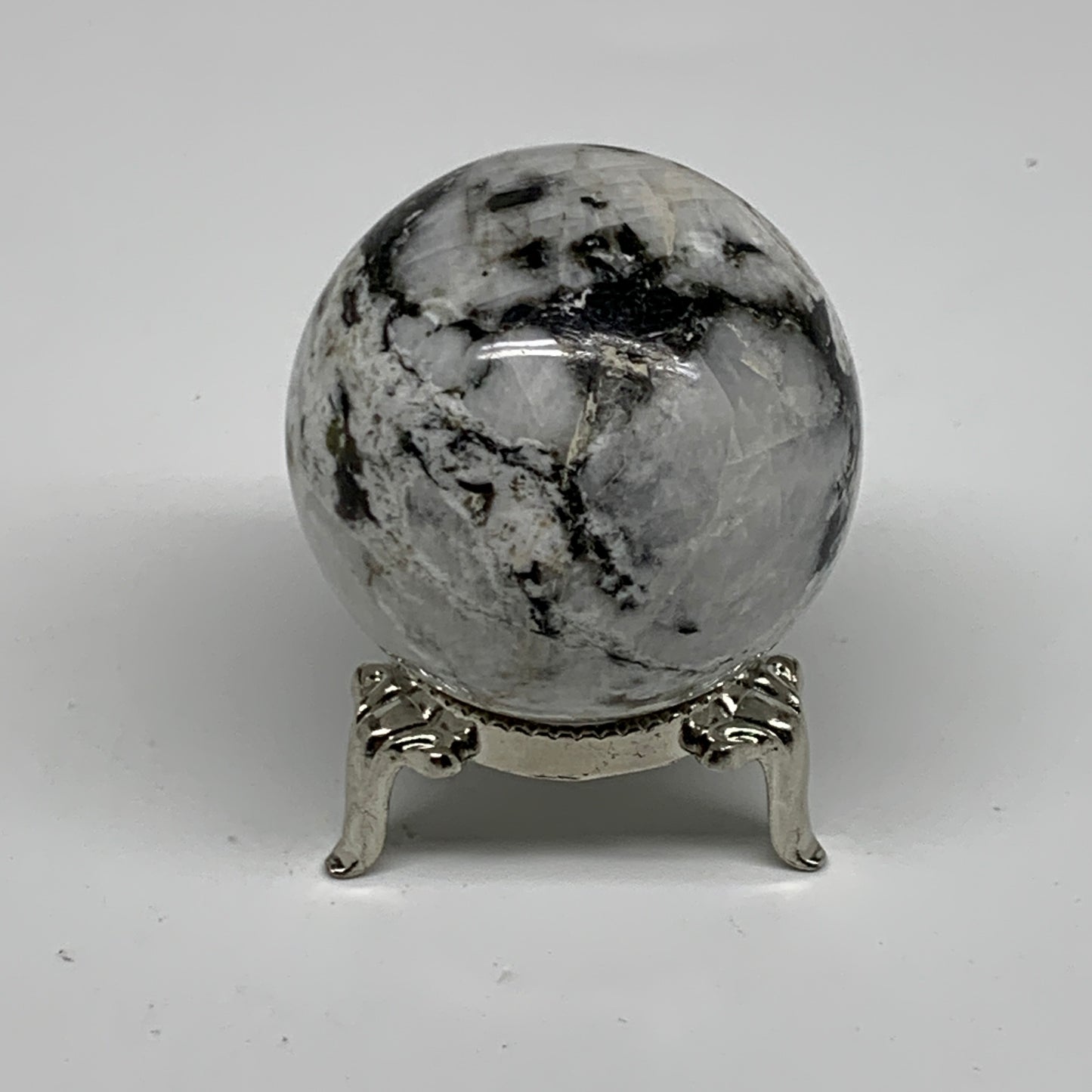 134.3g, 1.8"(46mm), Natural Rainbow Moonstone Sphere Ball Gemstone, B35172