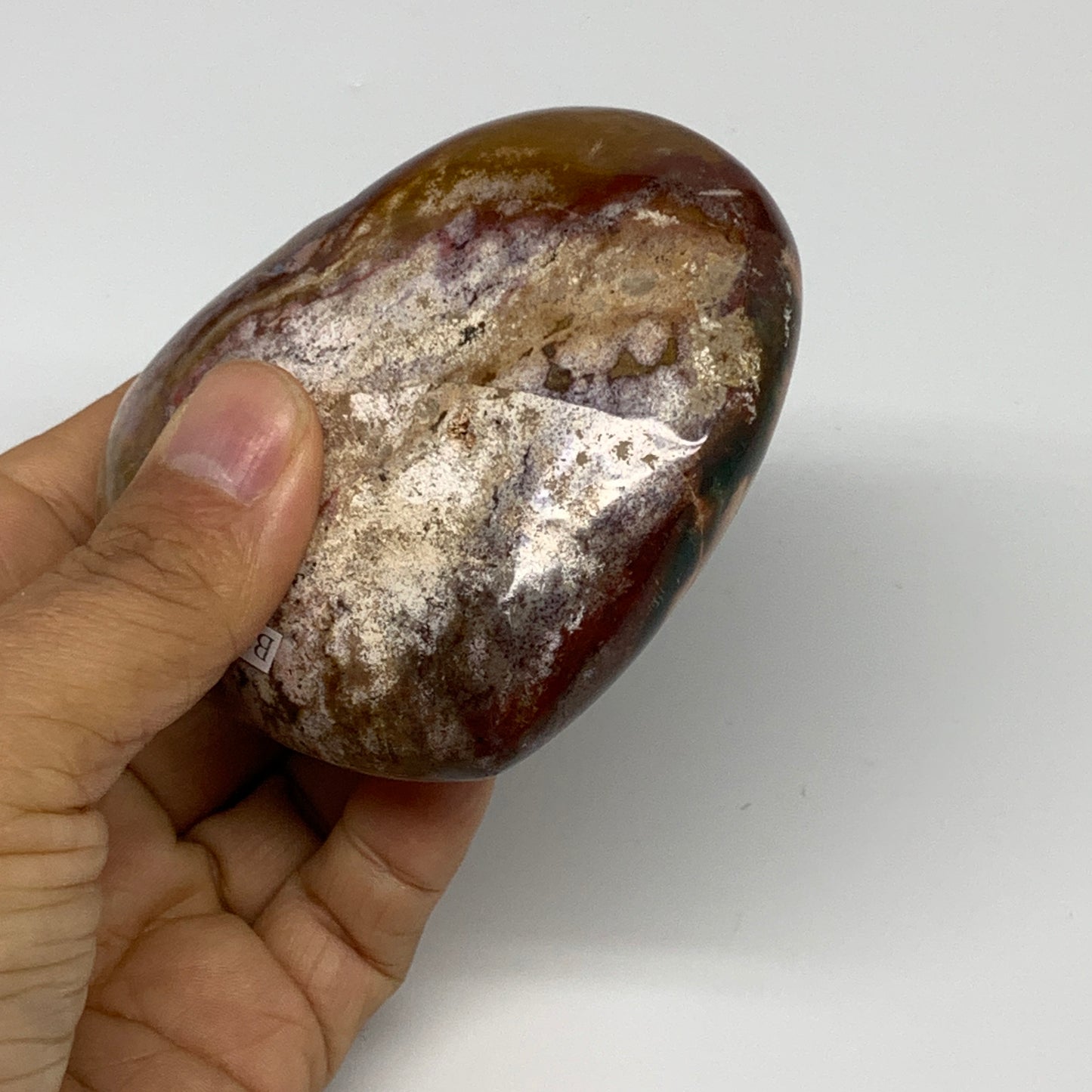 0.72 lbs, 3"x3.4"x1.5" Ocean Jasper Heart Polished Healing Crystal, B30934