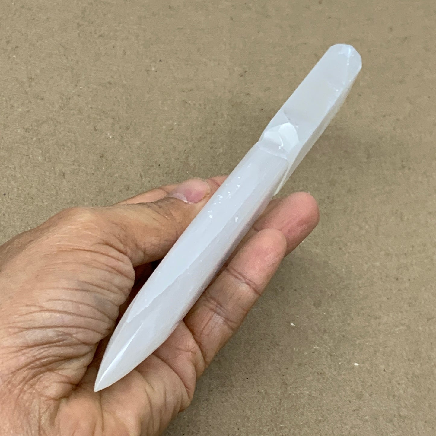 146g, 7.5"x1.3"x0.6", Natural Selenite Crystal Dagger (Satin Spar), B36907