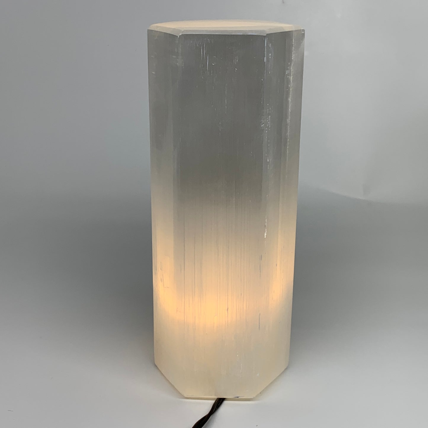 7.8 lbs. 9.75"x3.5", Hexagon Selenite (Satin Spar) Lamp, w/6ft Chord, B35835