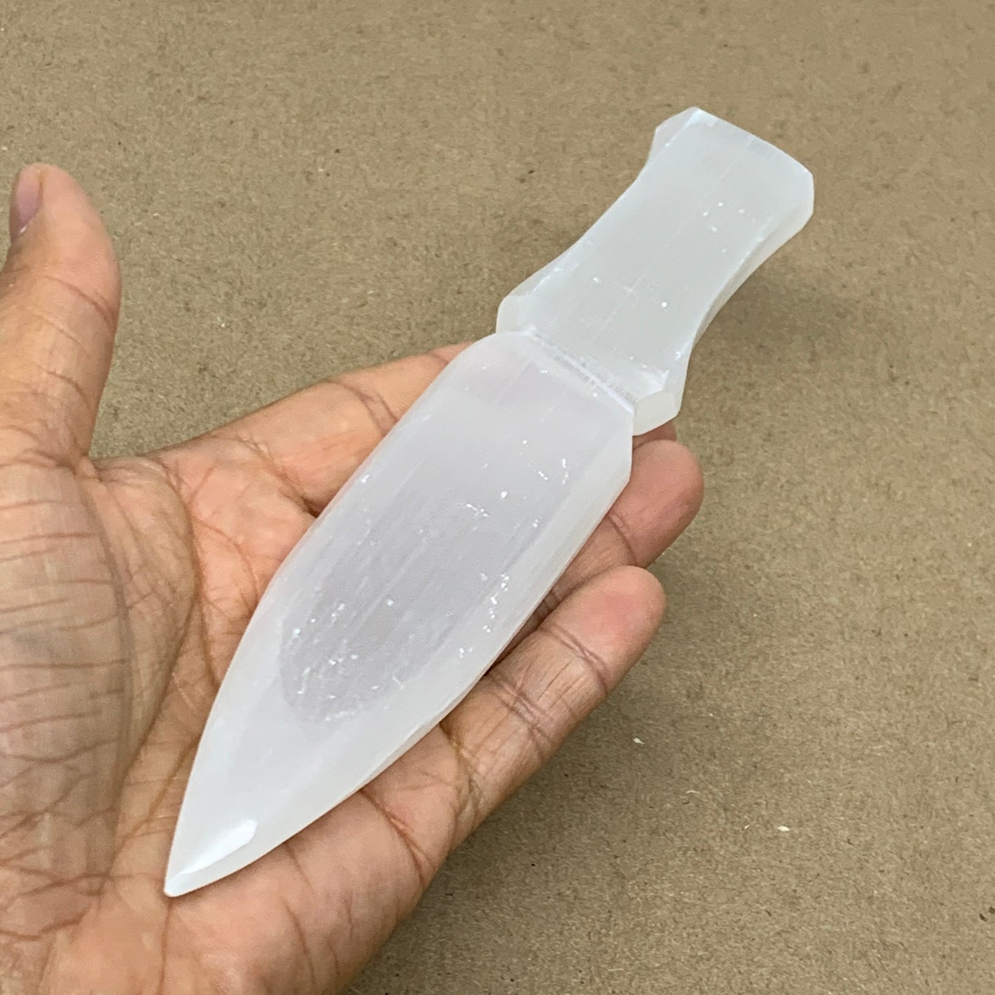 146g, 7.5"x1.3"x0.6", Natural Selenite Crystal Dagger (Satin Spar), B36907