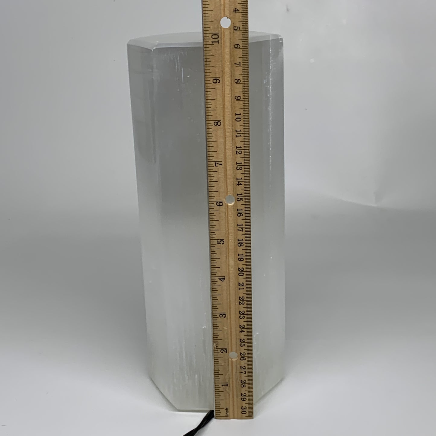 7.8 lbs. 9.75"x3.5", Hexagon Selenite (Satin Spar) Lamp, w/6ft Chord, B35835