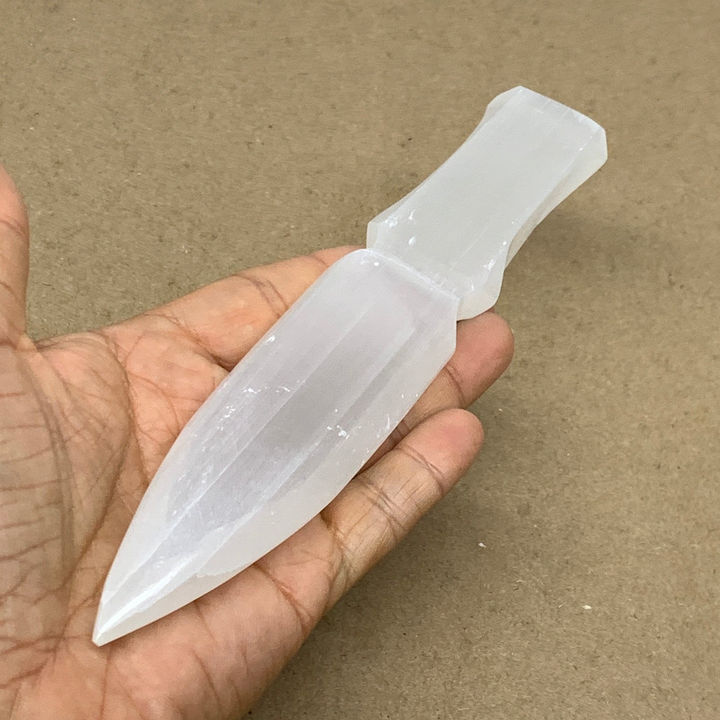 146g, 7.5"x1.3"x0.6", Natural Selenite Crystal Dagger (Satin Spar), B36907